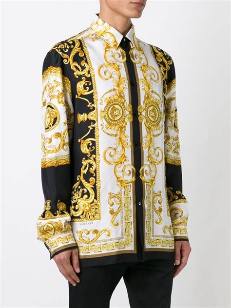 versace purple and gold shirt|Gold Versace shirts for men.